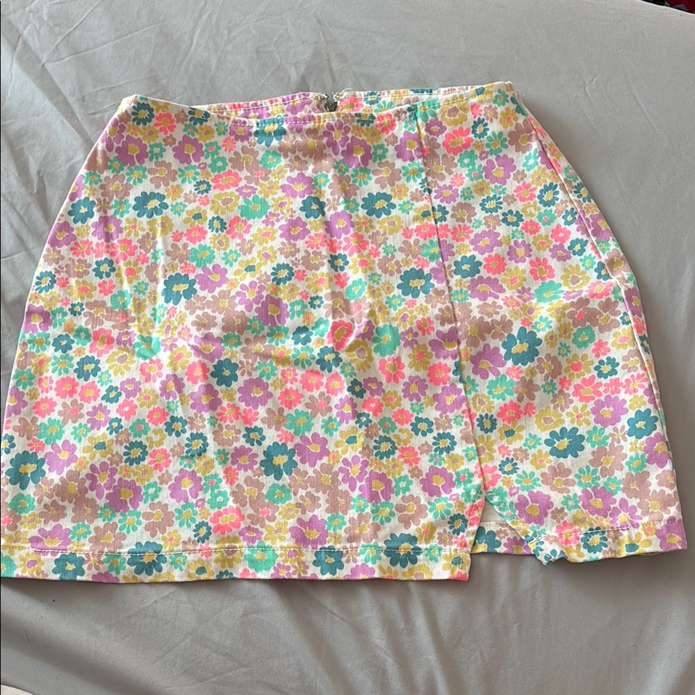 Wild Fable Pink and Orange A-Line Mini Skirt with Slit